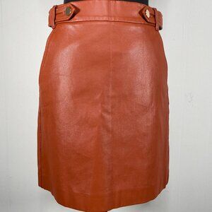 LOFT Rust Orange Faux Leather A-Line Skirt